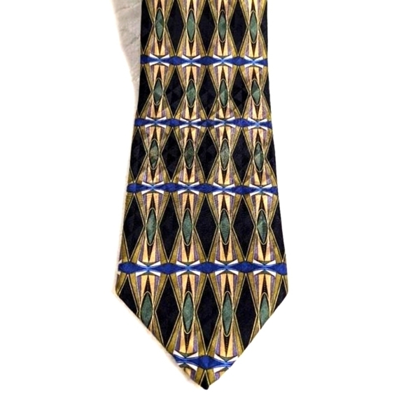 Vintage Men's Cambridge Classic 100% Silk Tie Geometric Motif - Picture 13 of 13